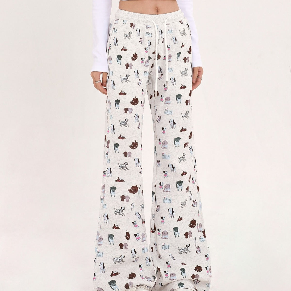 Elastic Waist Printed Sweatpants Sports Loose