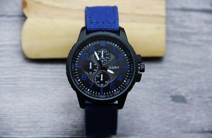Gun black case cowboy strap watch series cool denim belt student watch men's watch
