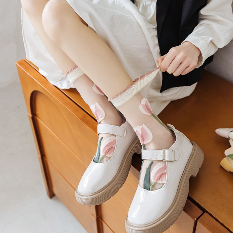 Tulip Fairy Wind Transparent Crystal Glass Silk Women's Socks