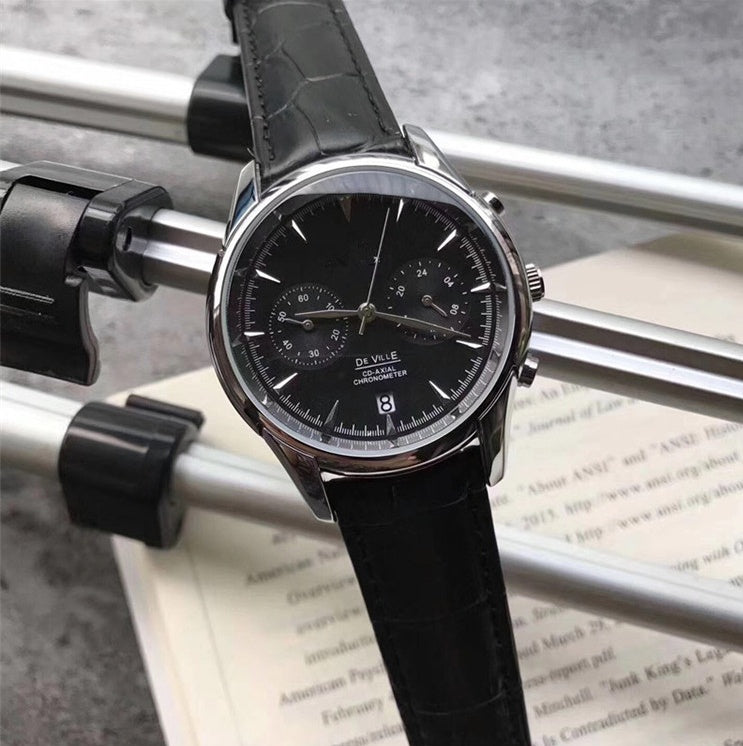 Men's waterproof leather quartz watch