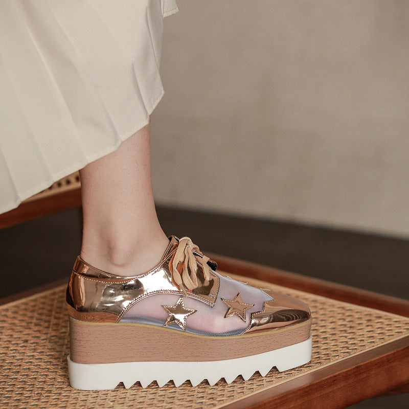 Mesh Platform Platform Shoes Women's Breathable Hollow Wedge Heel