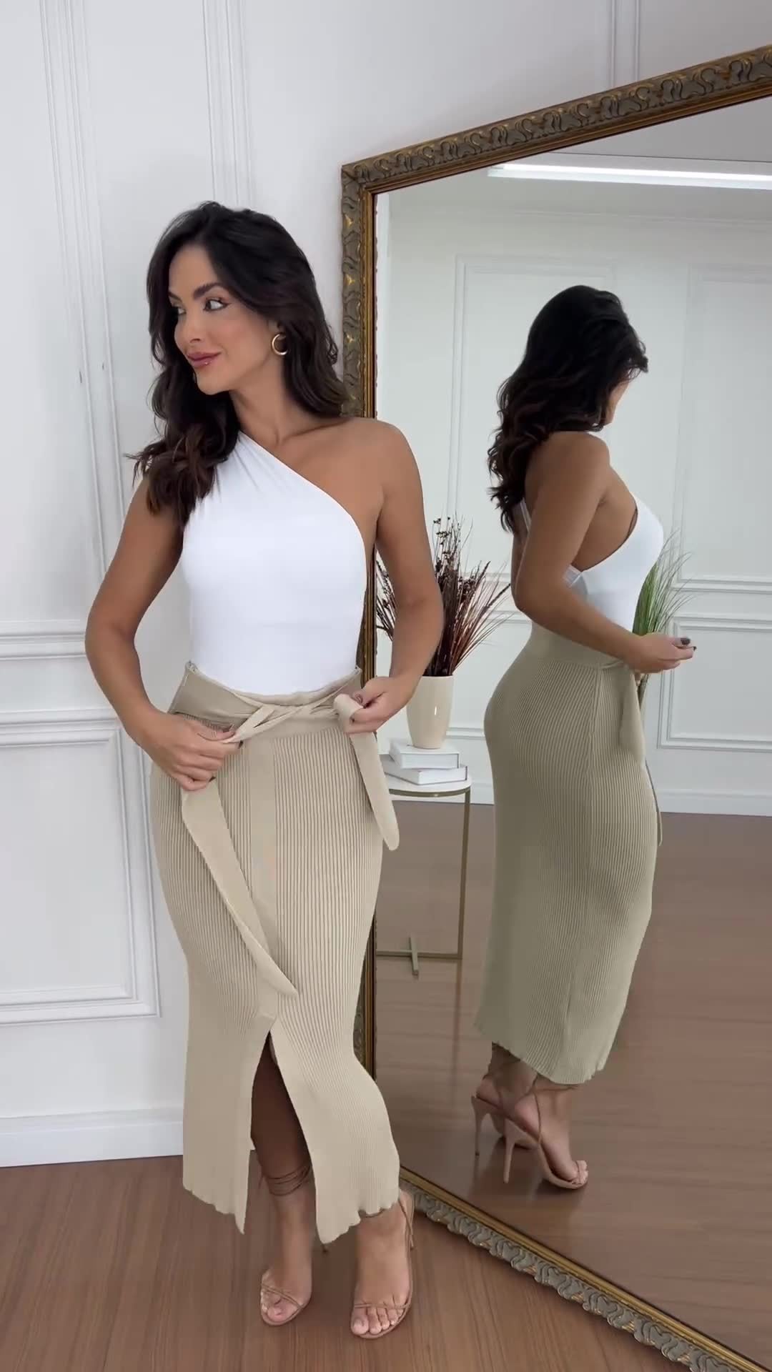 Knitted Half-length Slit Sheath Skirt
