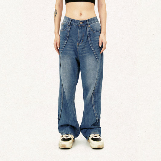 Street Deconstruction Design Vasket Falmet Hvide Straight Jeans