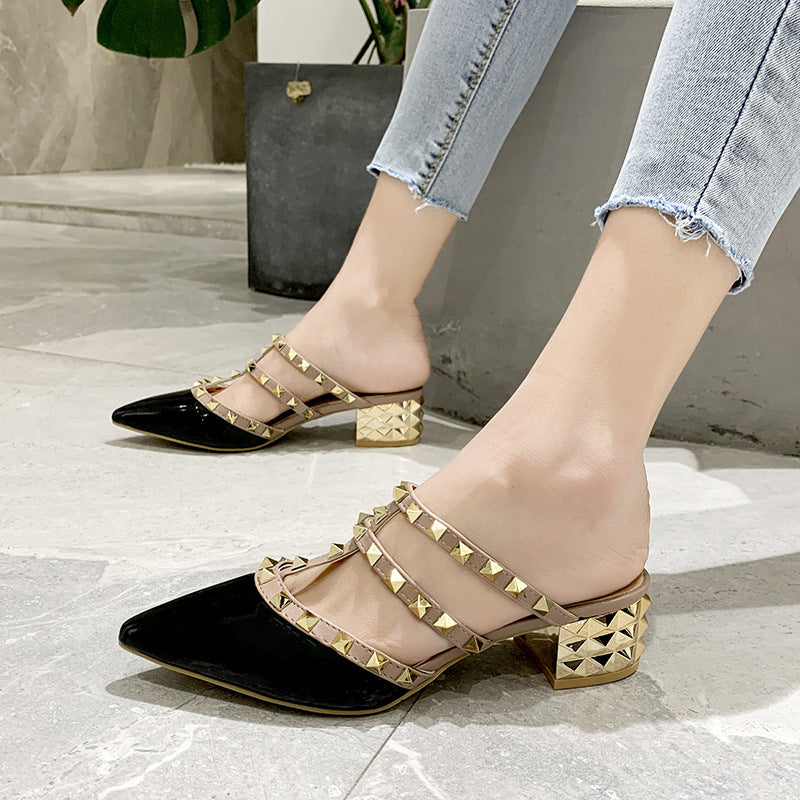 Flat orange Muller sandals and slippers