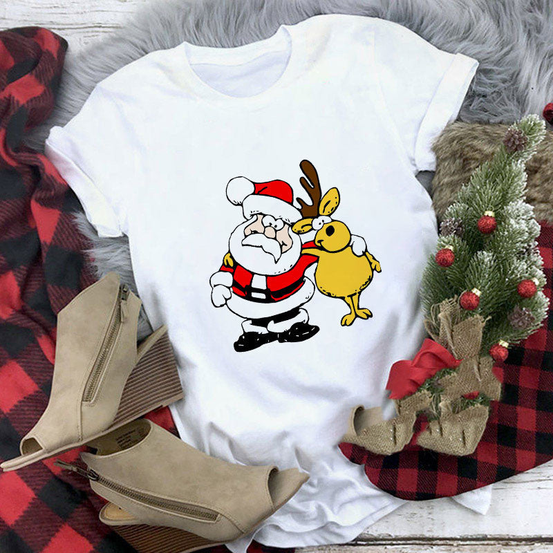Christmas T-shirt Women's Summer Plus Size With Short Sleeves