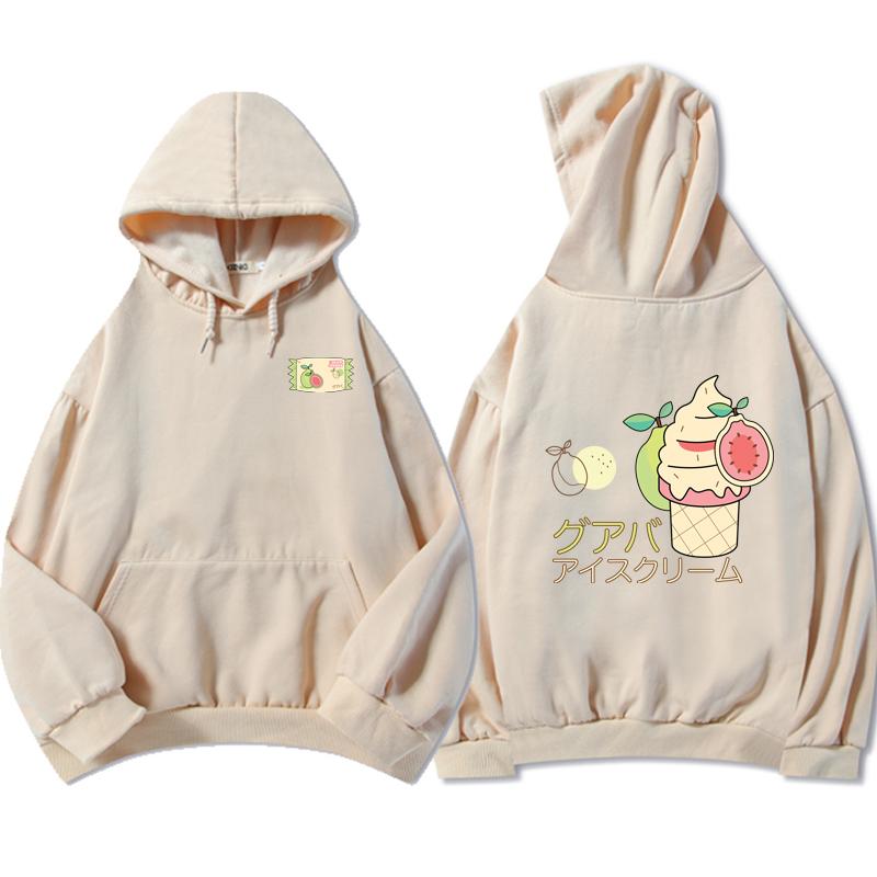 Digital Creative Printing Casual Loose Ladies Hoodie Sweater Ice Cream Pattern