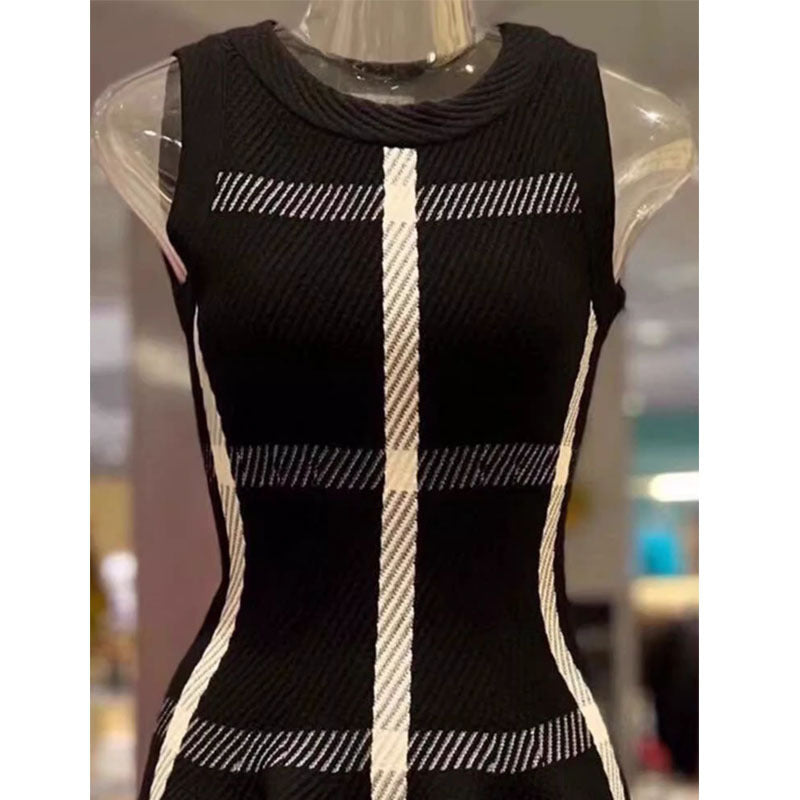 Womens Sleeveless Plaid Vest Dress