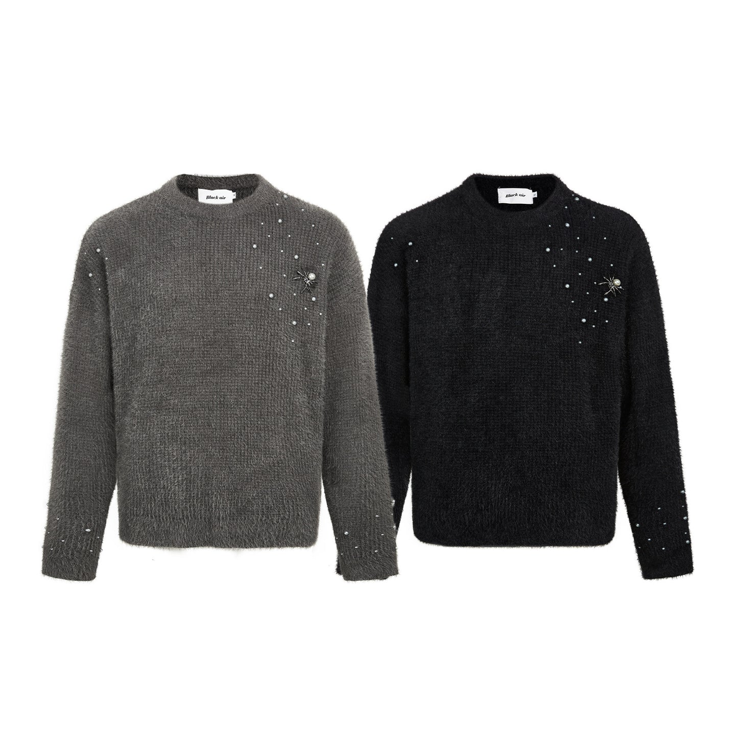 Spider Brooch Mink-like Pullover Sweater