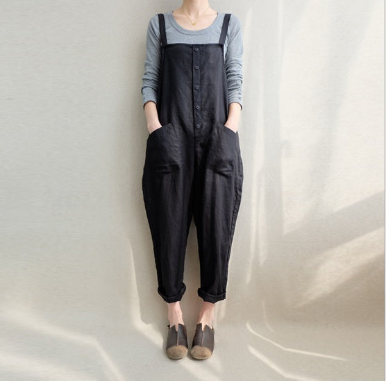 Pants casual pants cotton and linen breathable plus size overalls