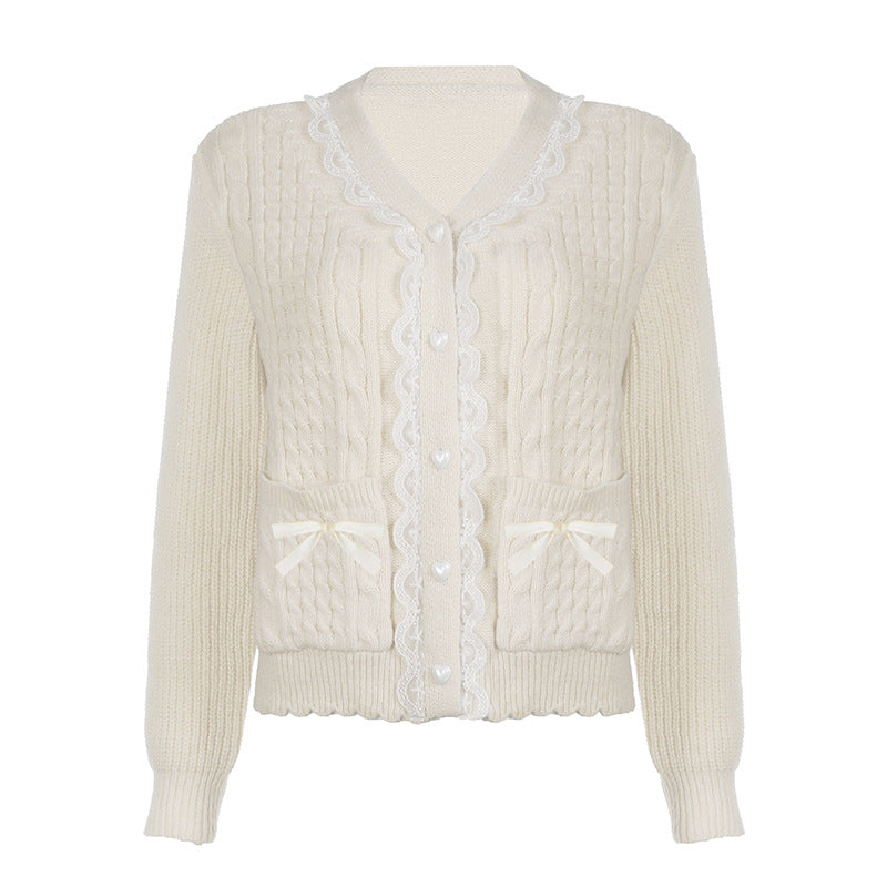 French Style Gentle Girl Lace Sweater