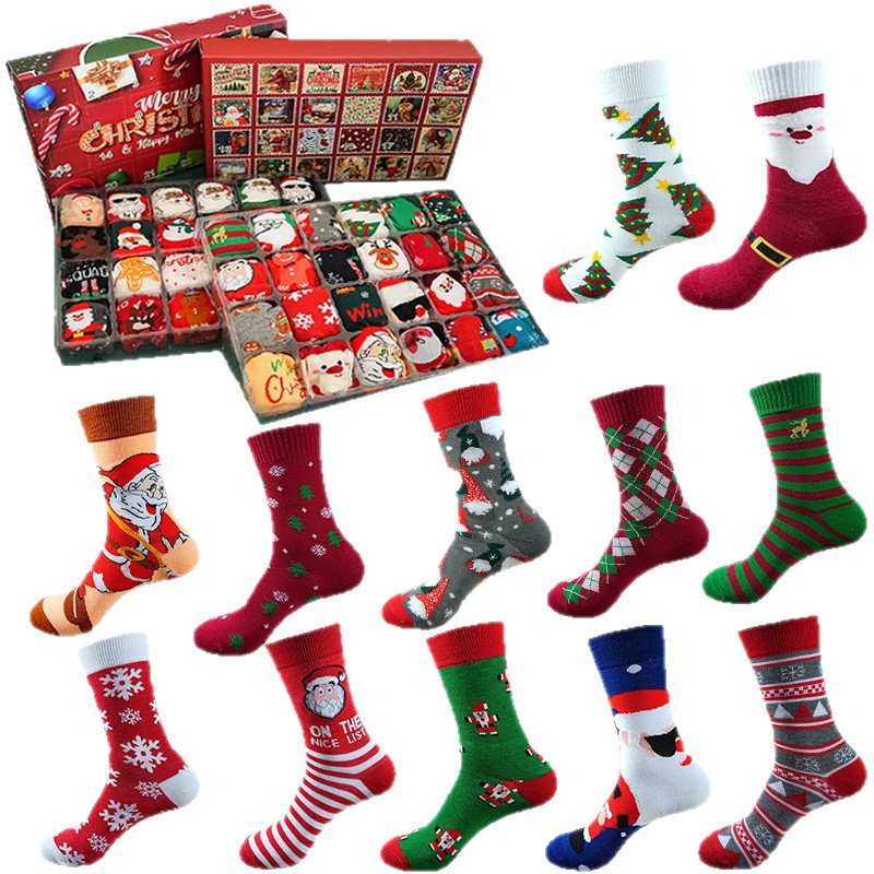 New 12 Pairs Christmas Stockings Gift Box