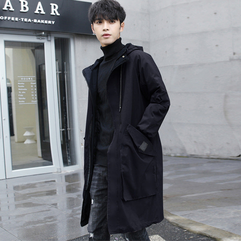 Men's Duster Plus Size Loose Mid-length Hooded Jacket