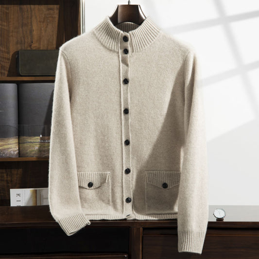 Men's Long-sleeved Jacket Casual Thick Versatile Half-high Collar