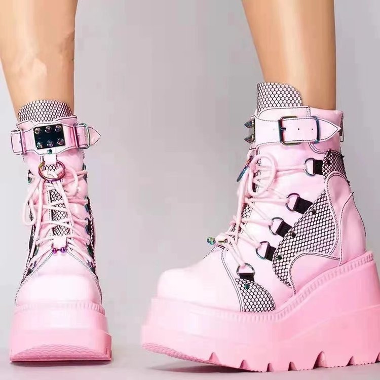 Women's Plus Size Round Toe Platform Wedge Boots
