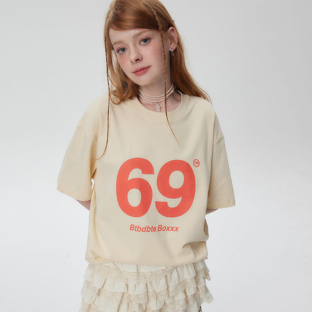 Women's Digital 69 Printed Short-sleeved T-shirt Street Fashion