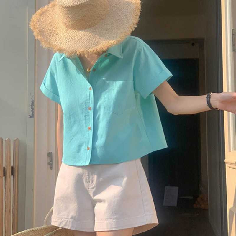 Versatile Candy-colored Single-breasted Shirt