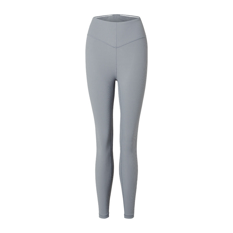Vertical Rib Running Fitness Sports Tights For Women