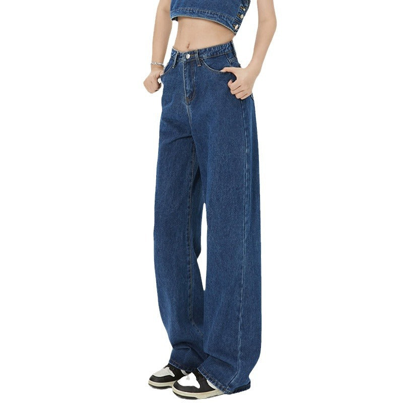 Loose Slimming And Straight American Draping Wide Leg Mopping Jeans