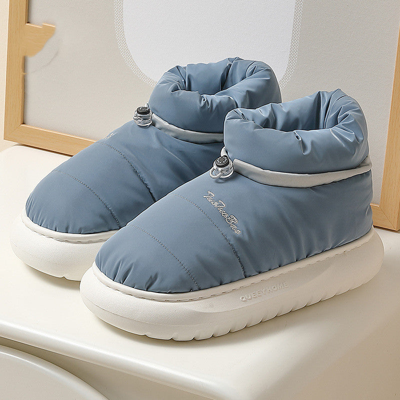 Couple Thick Bottom In Winter High-top Waterproof Cotton Slippers