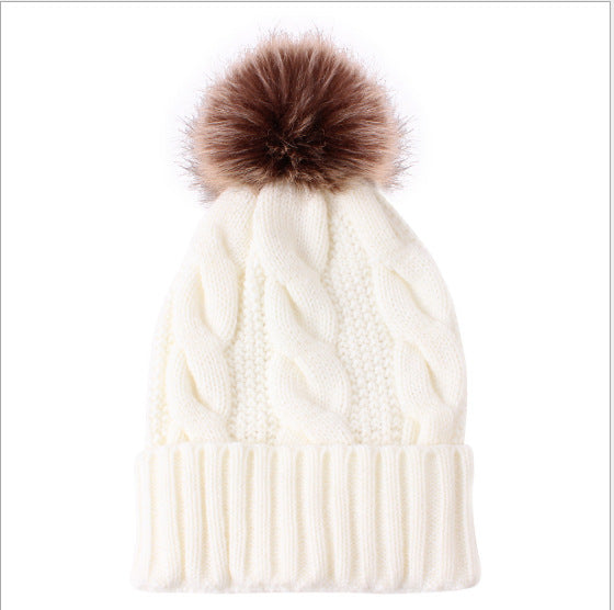 Women's Solid Color Warm Hemp Pattern Knitted Wool Hat