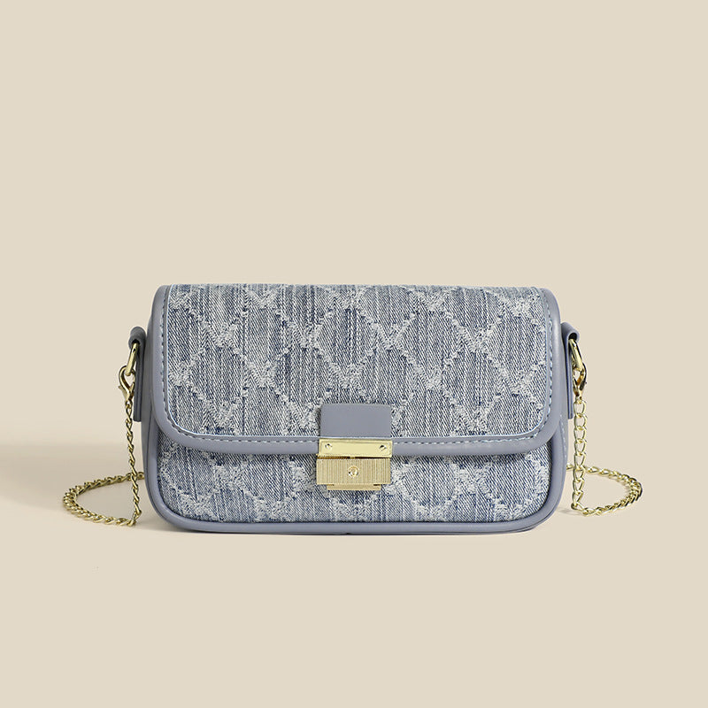 Women's Fashion Denim Underarm Bag Shoulder Chain Messenger Bag