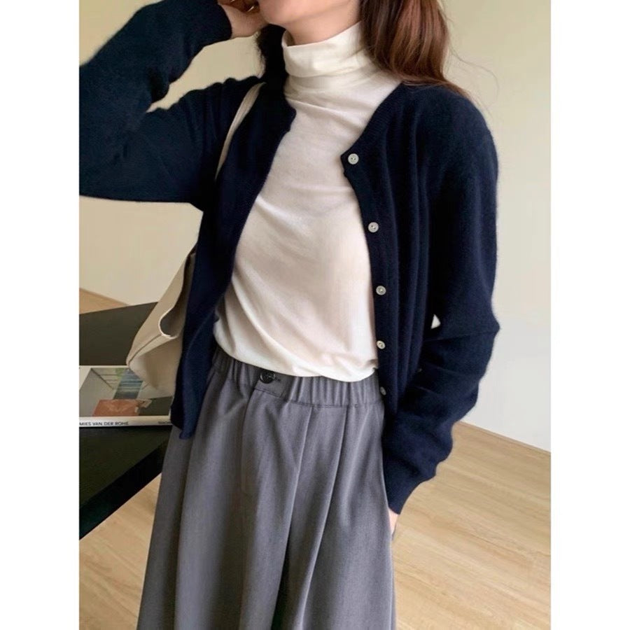 Short Round Neck Bandage Dress Base Sweater Coat Top