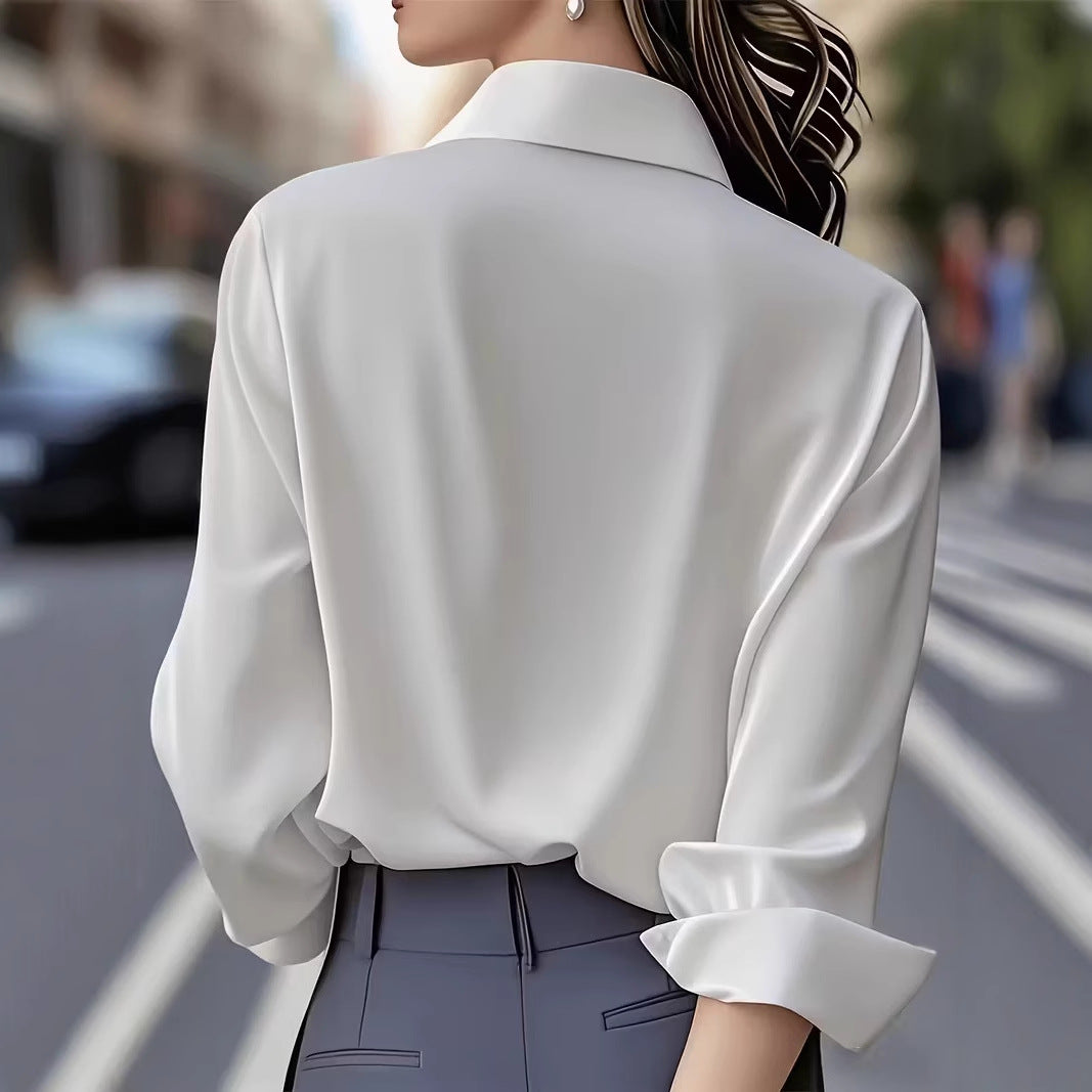 Long-sleeve Professional Formal Work Uniform Snap-button Shirt