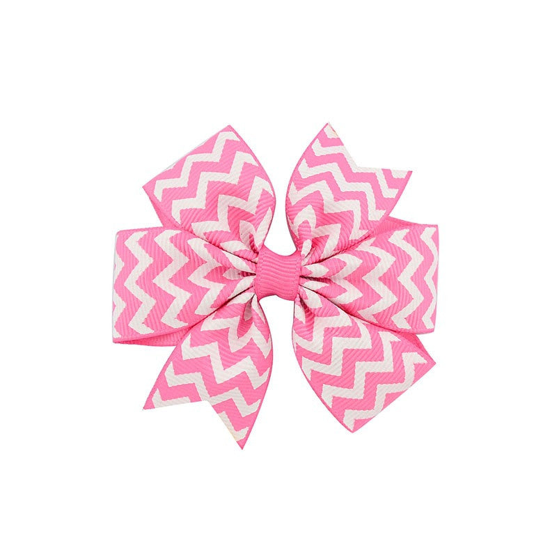 Handmade Baby V-ribbed Striped Bow Hair Clip