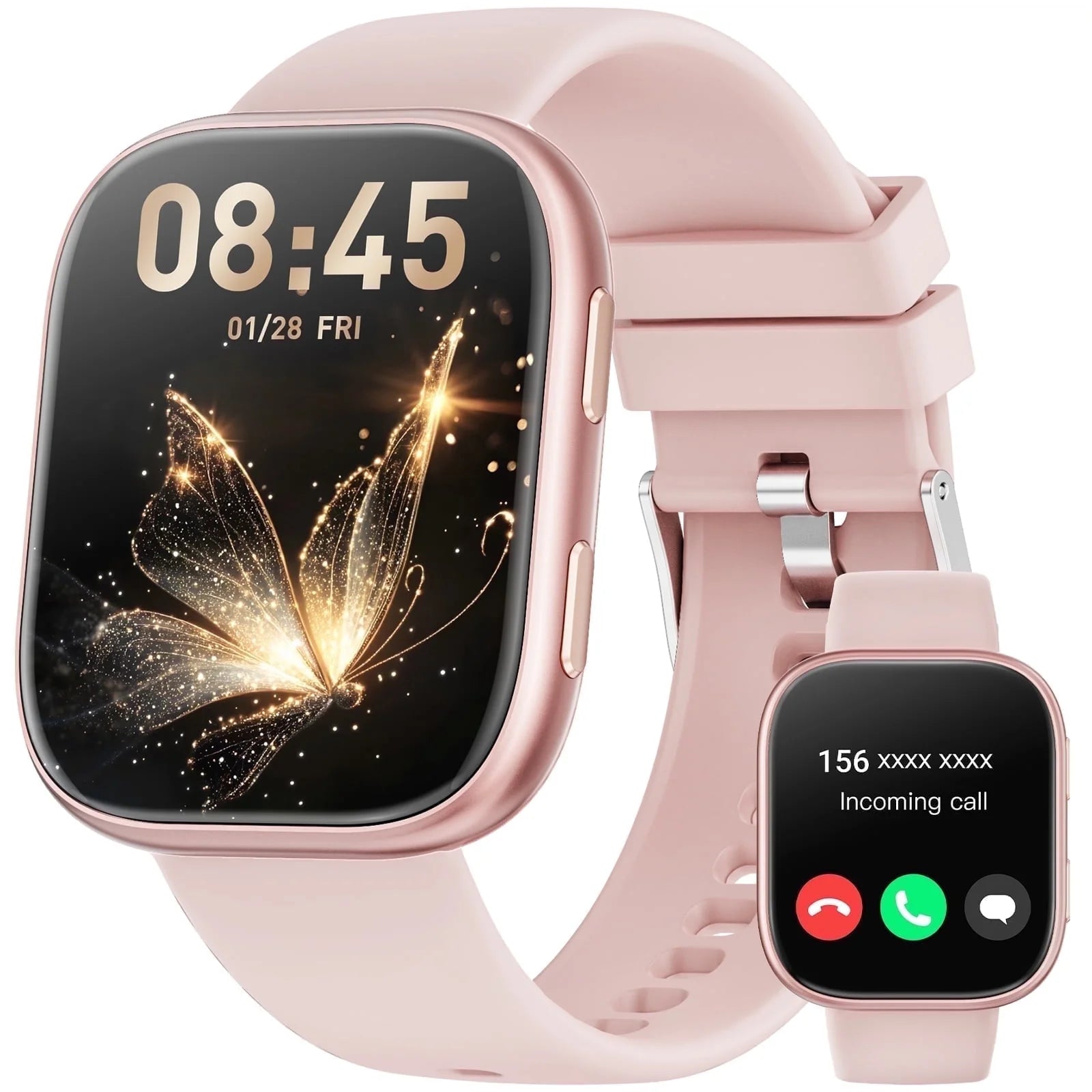 1.85-Inch Men'S and Women'S Smartwatch Fits for Android and Iphone Devices with Fitness Tracker, 100+ Sport Modes / Answer / Call, IP68 Waterproof Fitness Watch (Black)