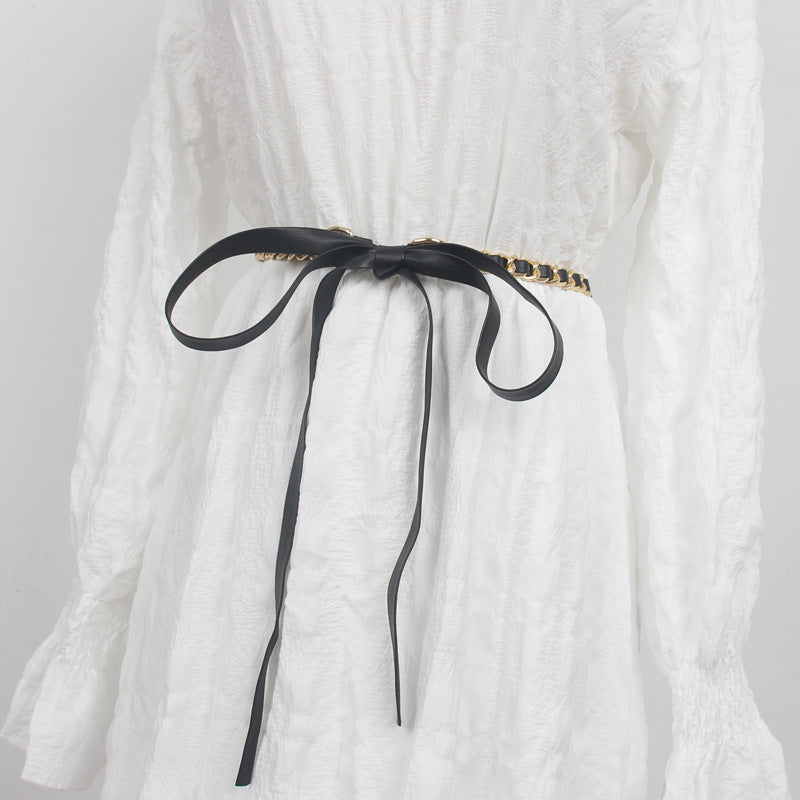 Chain Belt Retro Fine Decoration Waist Matching Shirt Black Waist Chain Accessories