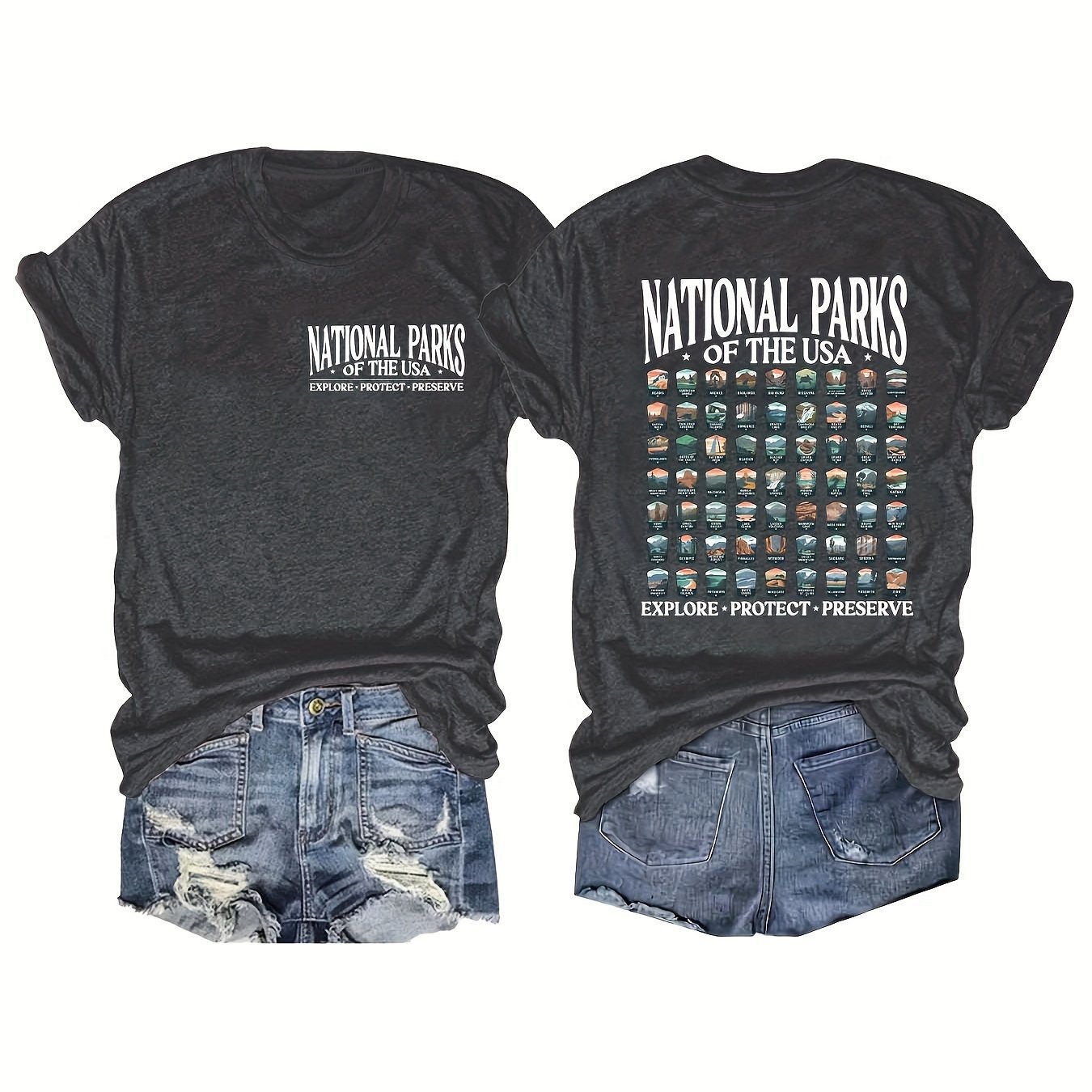 Summer Explore Graphic T-Shirt - National Parks USA Polyeste