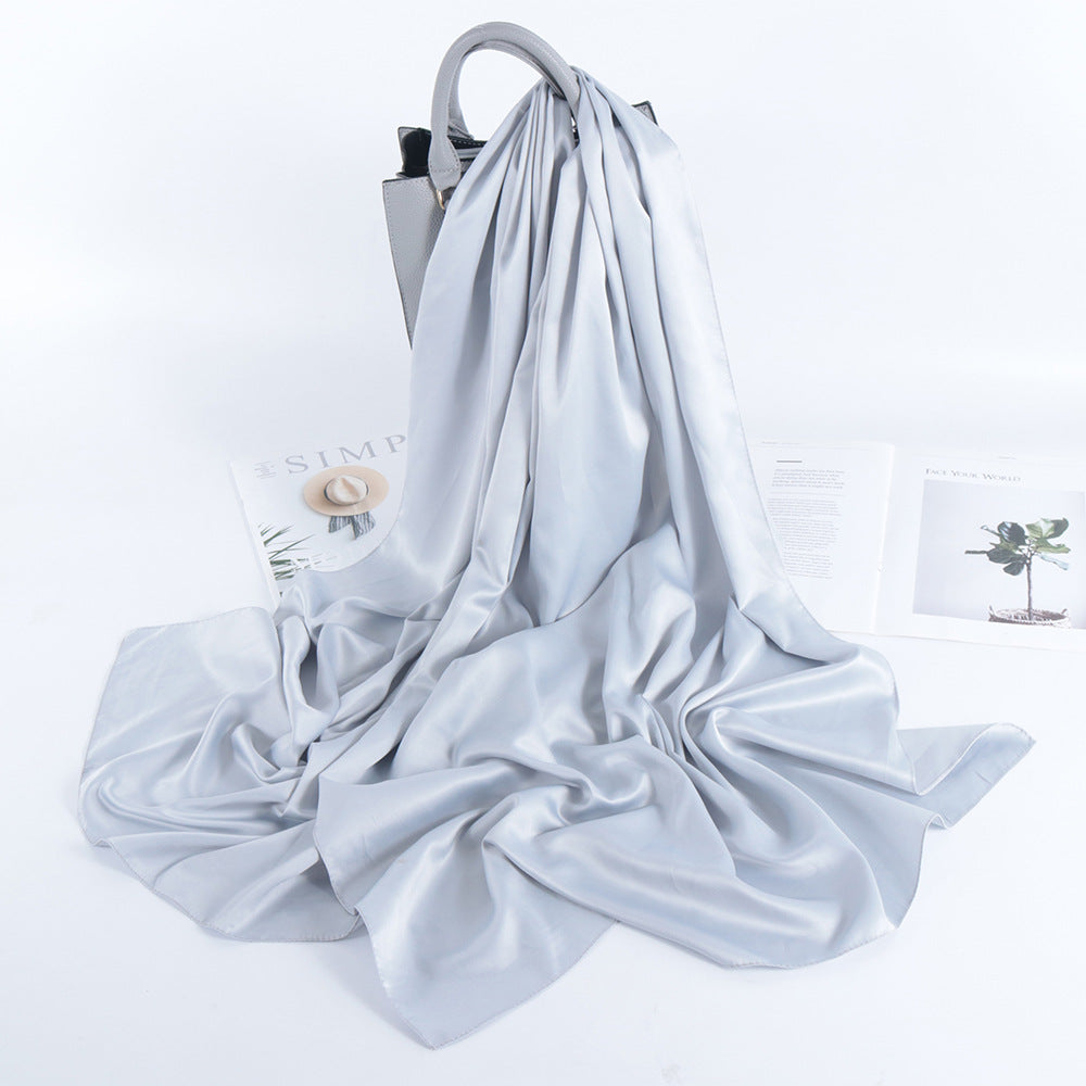 Solid Color Casual Malay Scarf Satin Shawl