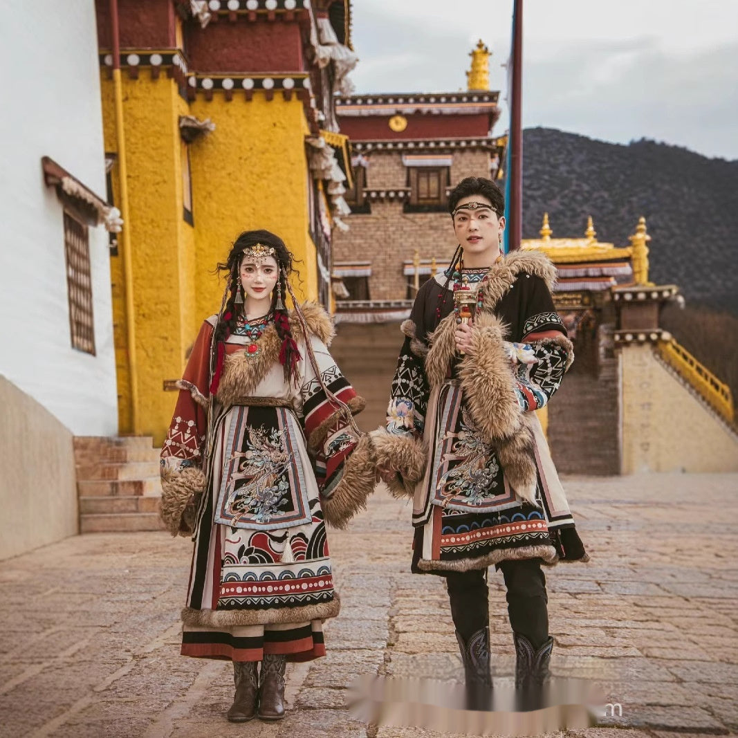 Trip Shoot Costumes Autumn And Winter Big Fur Collar Tibetan Robe