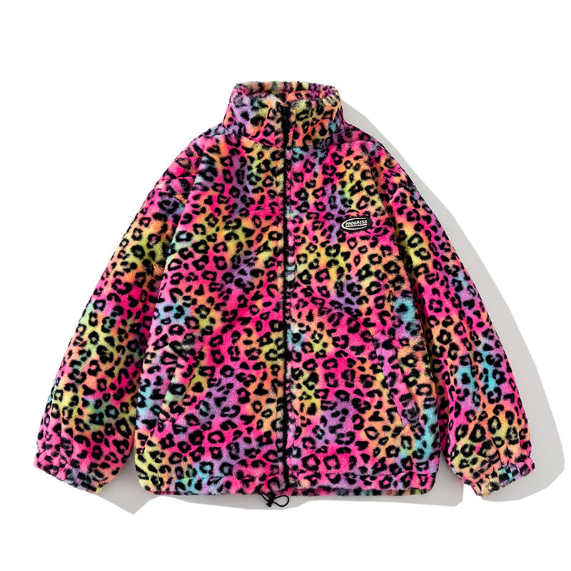 Plus Size Lazy Tie-Dye Plush Vintage Cotton Jacket