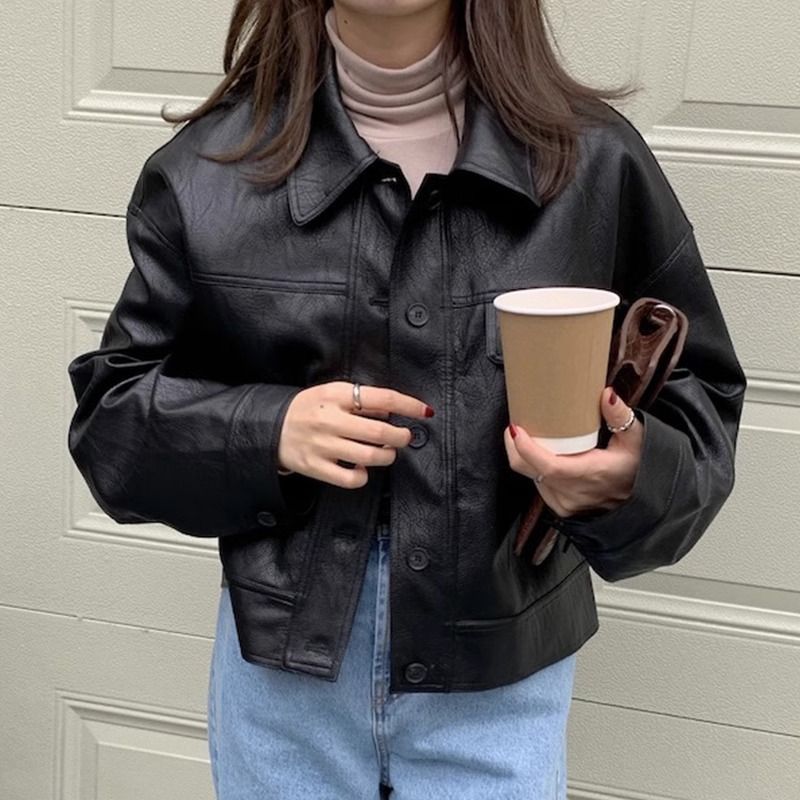 Brown Leather Coat Women's PU Leather