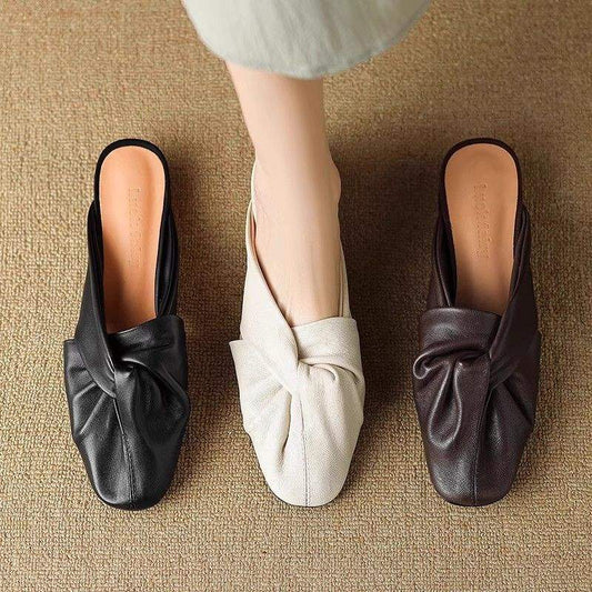 Soft-leather Outerwear Low-heeled Sandals