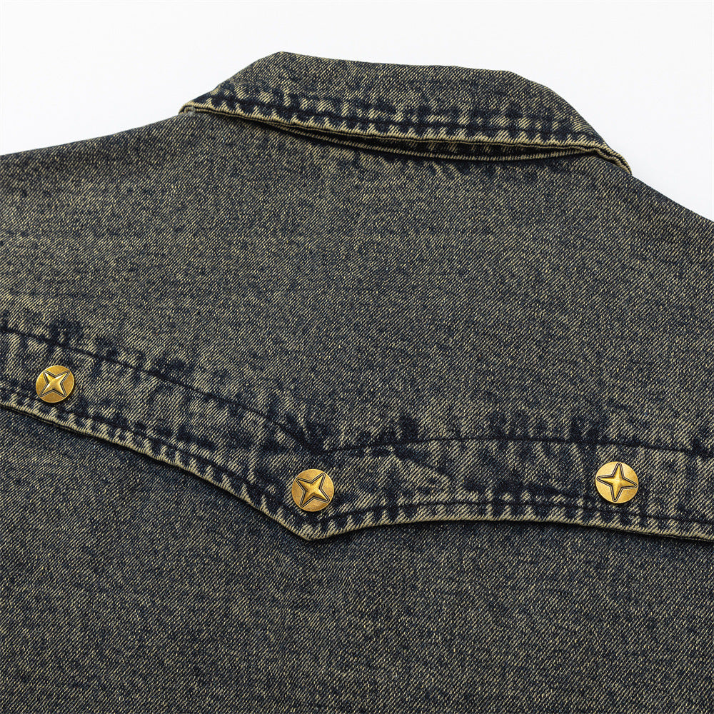 Punk High Street Design Sense Niche Tooling Denim Jacket Autumn