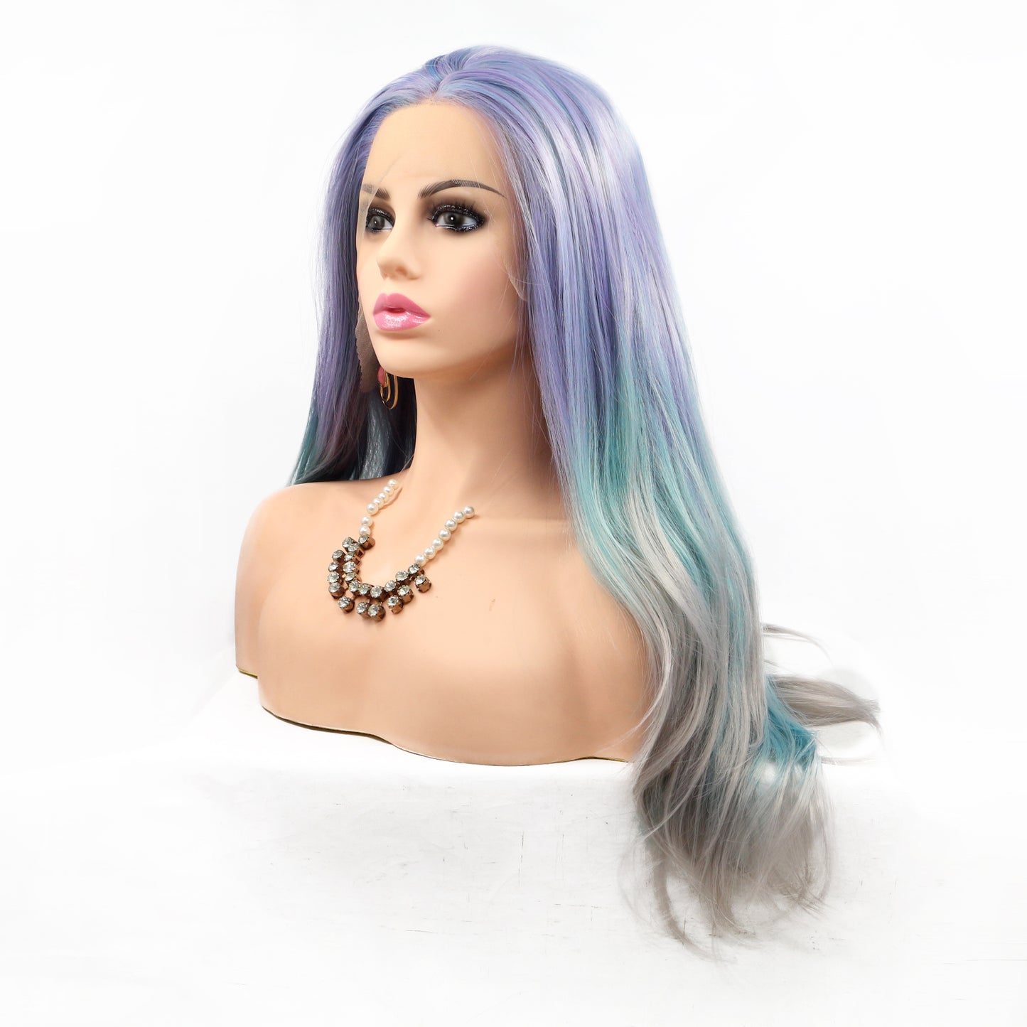 Women's Chemical Fiber Front Lace Long Straight Hair Cover