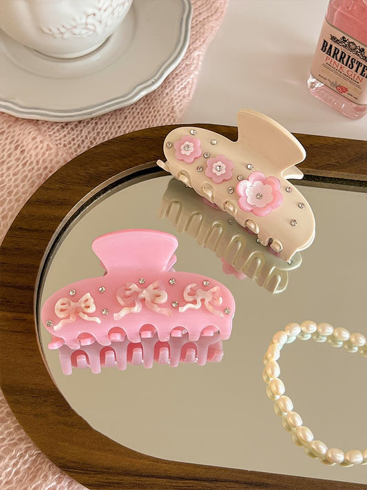 Acetic Acid Flower Rhinestone Grip For Women