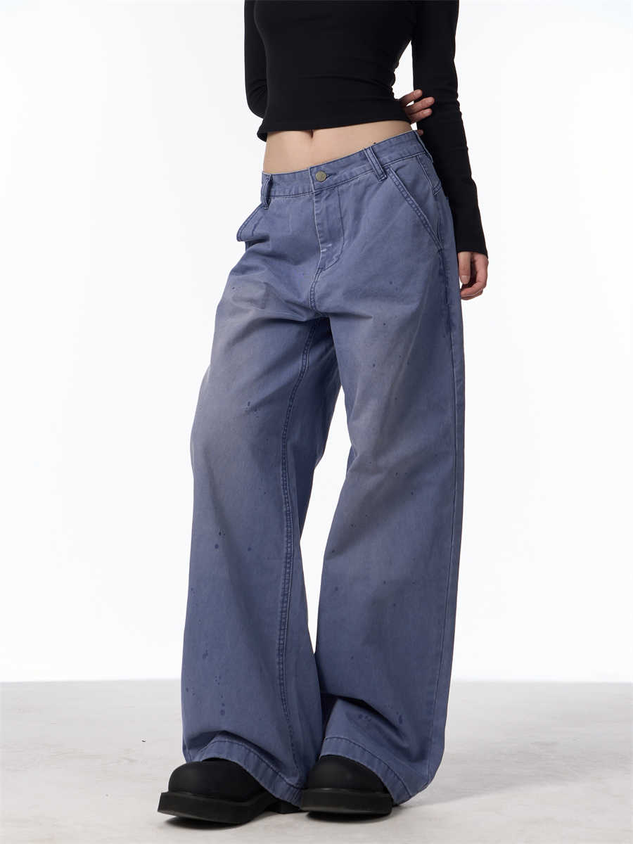 Retro Straight Cargo Pants Women's Loose Casual Wide-leg Pants