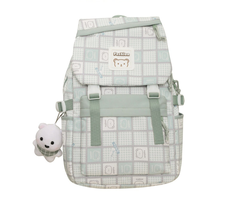 Checked Backpack Women's Large Capacity