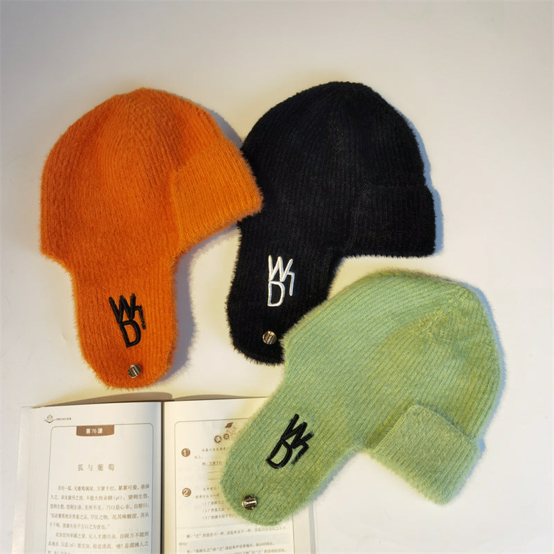 Knitted Wool Thickened Ear Protection Hat Cold And Windproof Pullover