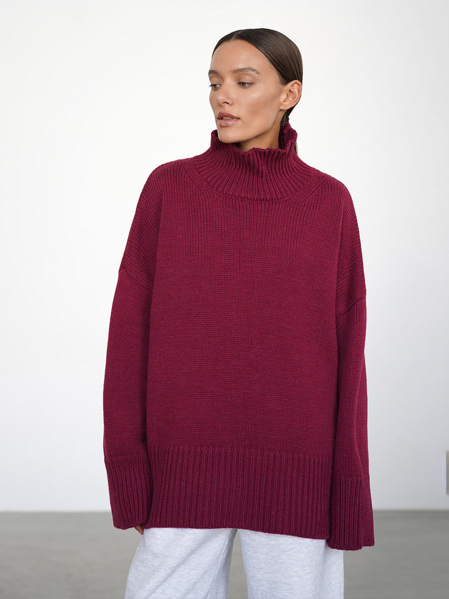 European And American Style Autumn And Winter Solid Color Turtleneck Sweater Loose