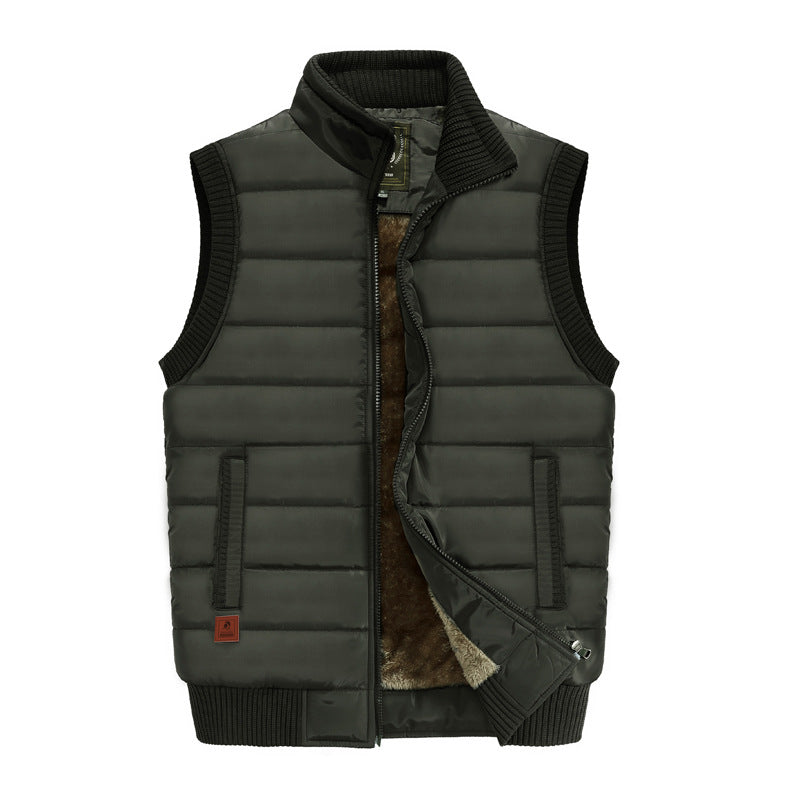 Men's Fleece-lined Thickened Casual Stand Collar Pocket Vest