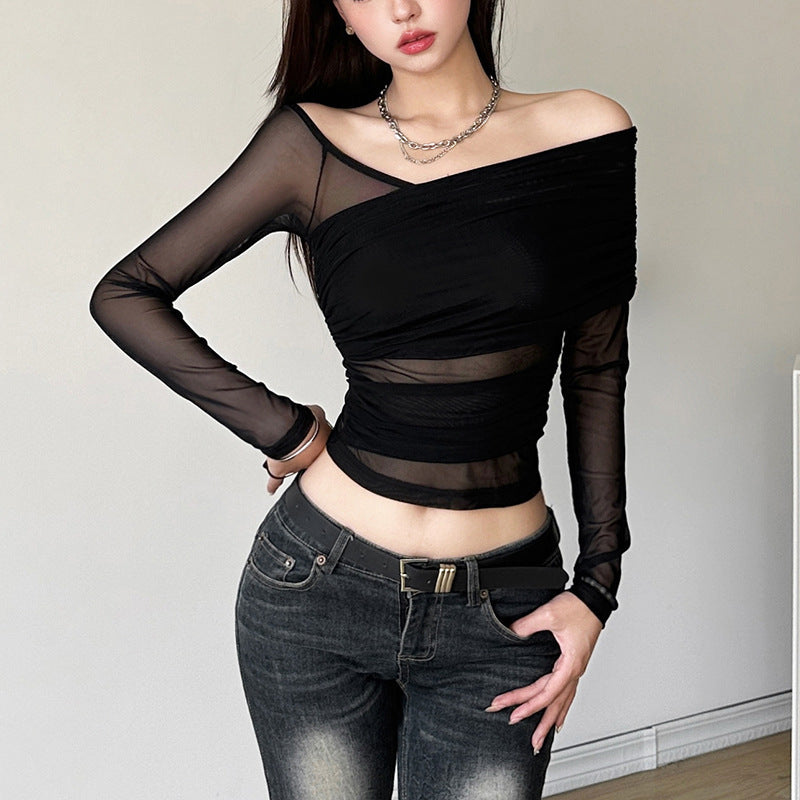 Womens Sexy Fashionable Slim-fit Long-sleeve Top