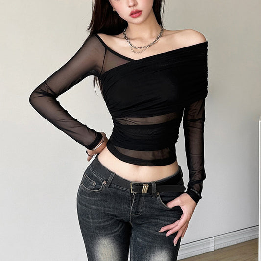 Womens Sexy Fashionable Slim-fit Long-sleeve Top