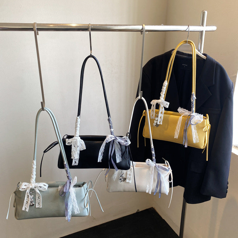Simplicity Fashionable Bow High-grade One-shoulder Baguette Bag
