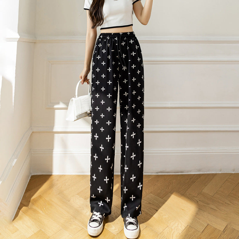 Draping Mopping Pants Straight Ink Painting Dye Pants For Women