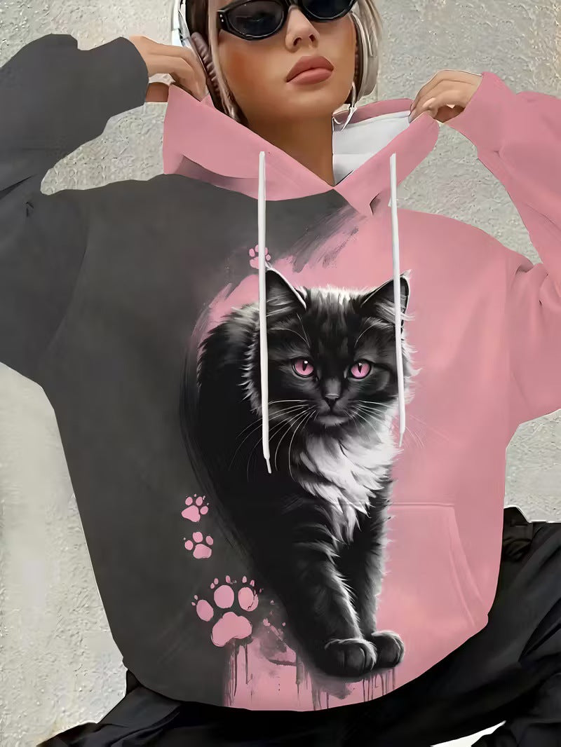 Women's Zebra-Print Casual 3D Printed Hoodie