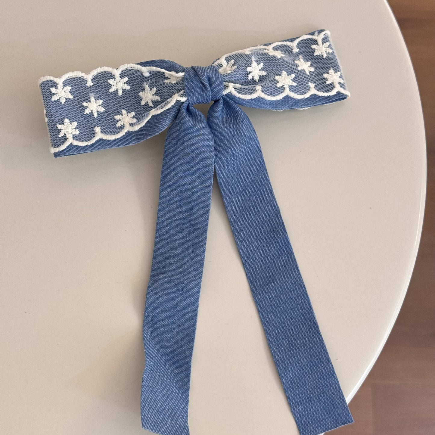 Lace Denim Blue Bow Barrettes Hairpin